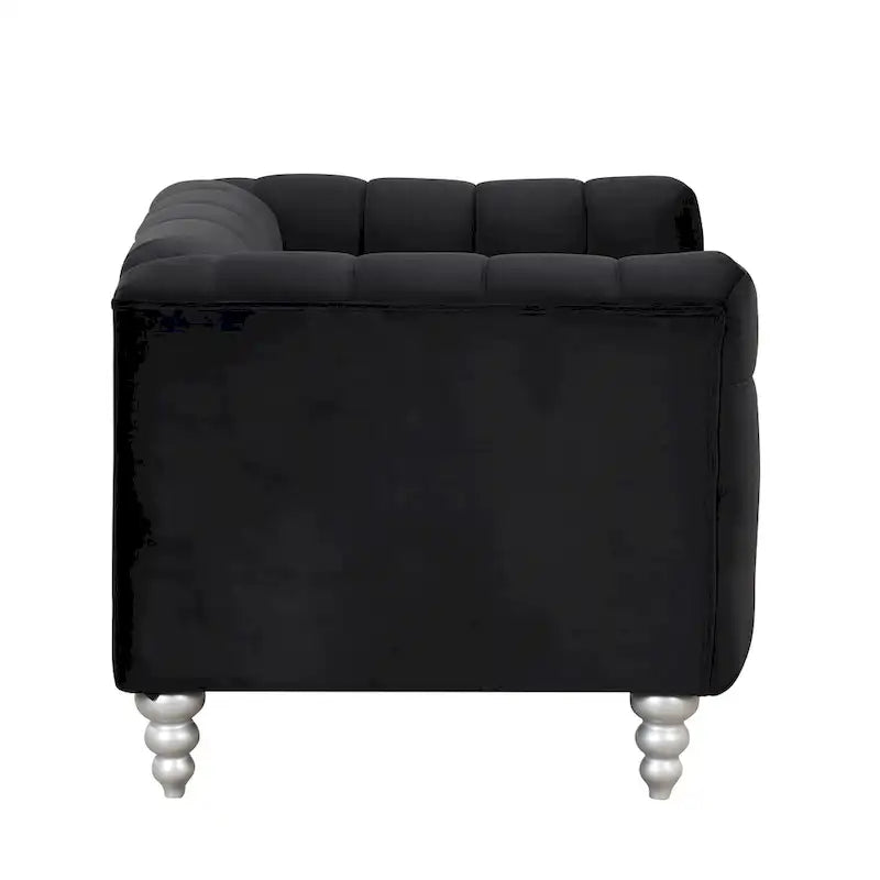 Sofá de 3 plazas capitoné negro / gris / azul