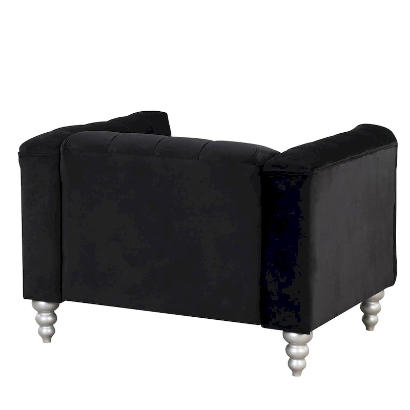Sofá de 3 plazas capitoné negro / gris / azul