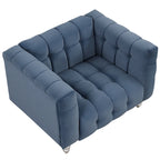 Sofá de 3 plazas capitoné negro / gris / azul