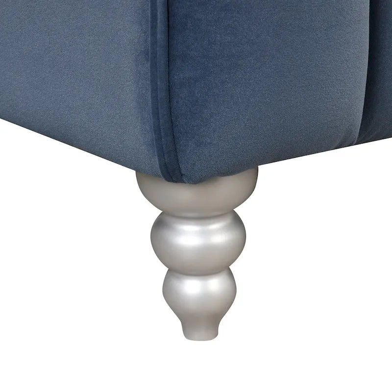Sofá de 3 plazas capitoné negro / gris / azul