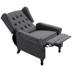 Sillón reclinable tapizado de ala, gris, de 1 plaza