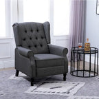 Sillón reclinable tapizado de ala, gris, de 1 plaza