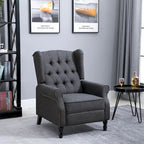 Sillón reclinable tapizado de ala, gris, de 1 plaza
