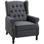 Sillón reclinable tapizado de ala, gris, de 1 plaza