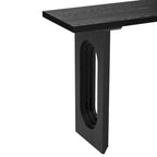 Mesa consola negra/natural con patas huecas redondas, mesa auxiliar para sofá de 2 personas