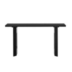 Mesa consola negra/natural con patas huecas redondas, mesa auxiliar para sofá de 2 personas