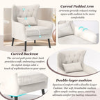 Sillón de terciopelo capitoné con orejeras, de un solo asiento – Azul marino / Negro / Blanco / Gris / Rosa