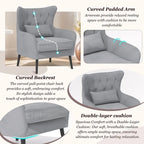 Sillón de terciopelo capitoné con orejeras, de un solo asiento – Azul marino / Negro / Blanco / Gris / Rosa