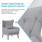 Sillón de terciopelo capitoné con orejeras, de un solo asiento – Azul marino / Negro / Blanco / Gris / Rosa