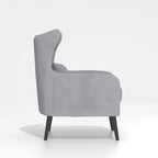 Sillón de terciopelo capitoné con orejeras, de un solo asiento – Azul marino / Negro / Blanco / Gris / Rosa