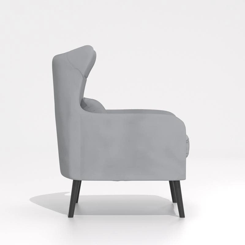 Sillón de terciopelo capitoné con orejeras, de un solo asiento – Azul marino / Negro / Blanco / Gris / Rosa