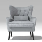 Sillón de terciopelo capitoné con orejeras, de un solo asiento – Azul marino / Negro / Blanco / Gris / Rosa