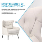 Sillón de terciopelo capitoné con orejeras, de un solo asiento – Azul marino / Negro / Blanco / Gris / Rosa