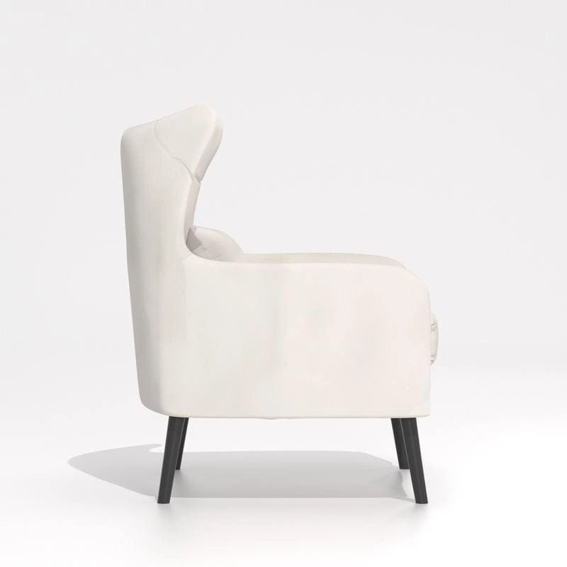 Sillón de terciopelo capitoné con orejeras, de un solo asiento – Azul marino / Negro / Blanco / Gris / Rosa