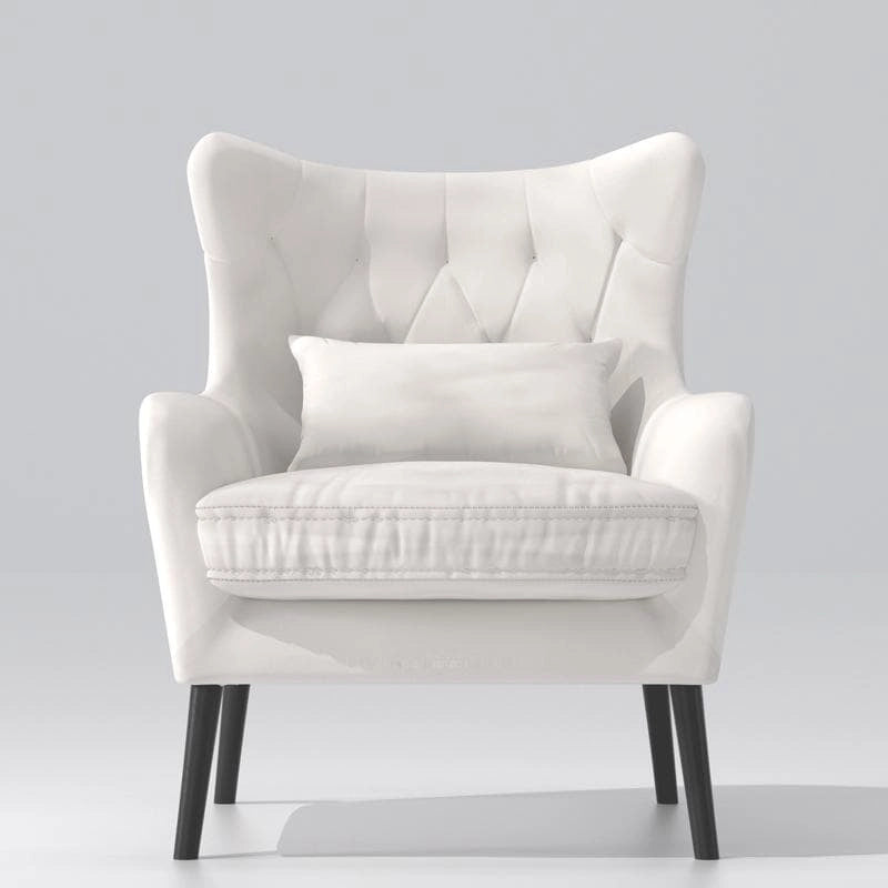 Sillón de terciopelo capitoné con orejeras, de un solo asiento – Azul marino / Negro / Blanco / Gris / Rosa