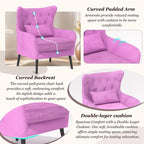 Sillón de terciopelo capitoné con orejeras, de un solo asiento – Azul marino / Negro / Blanco / Gris / Rosa