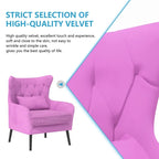 Sillón de terciopelo capitoné con orejeras, de un solo asiento – Azul marino / Negro / Blanco / Gris / Rosa