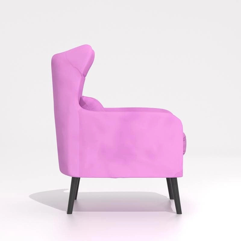 Sillón de terciopelo capitoné con orejeras, de un solo asiento – Azul marino / Negro / Blanco / Gris / Rosa