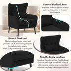 Sillón de terciopelo capitoné con orejeras, de un solo asiento – Azul marino / Negro / Blanco / Gris / Rosa