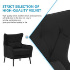Sillón de terciopelo capitoné con orejeras, de un solo asiento – Azul marino / Negro / Blanco / Gris / Rosa