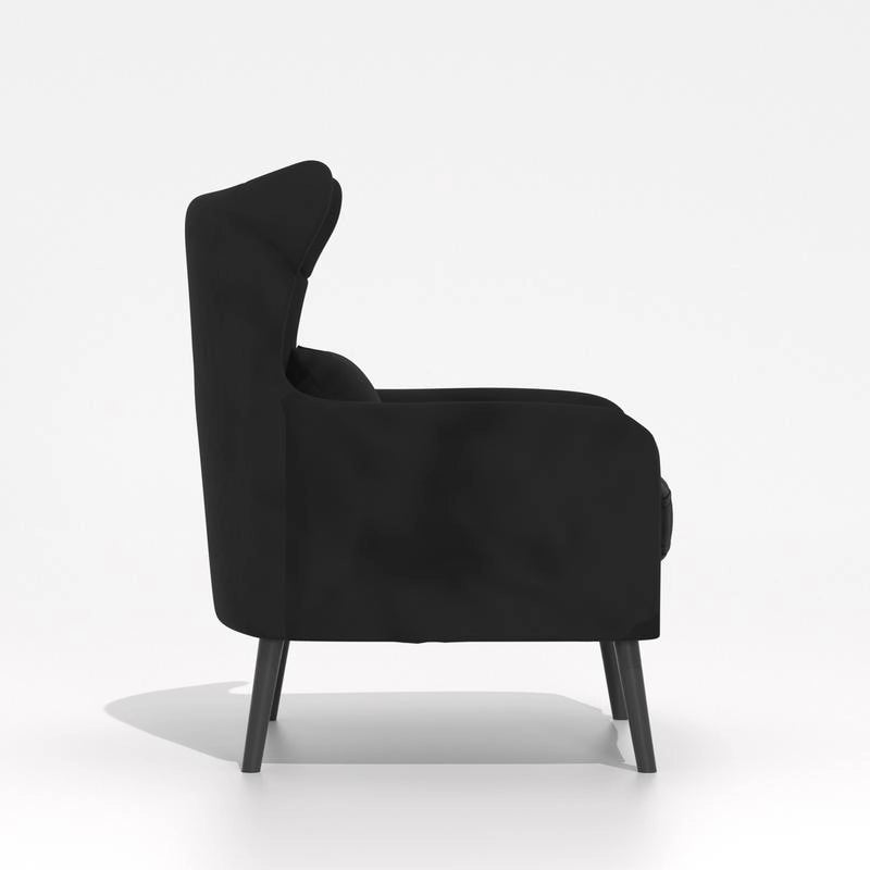 Sillón de terciopelo capitoné con orejeras, de un solo asiento – Azul marino / Negro / Blanco / Gris / Rosa