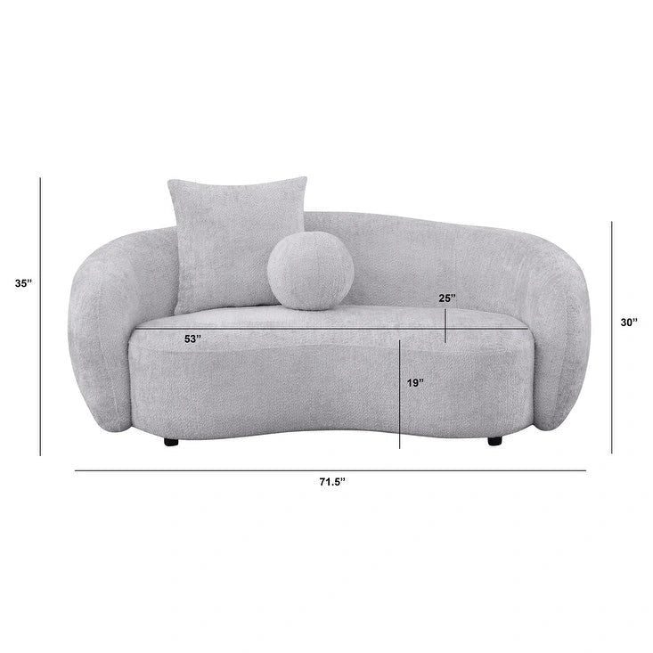 Juego de sofá y sofá biplaza de 2 piezas de tela Teddy beige/gris claro