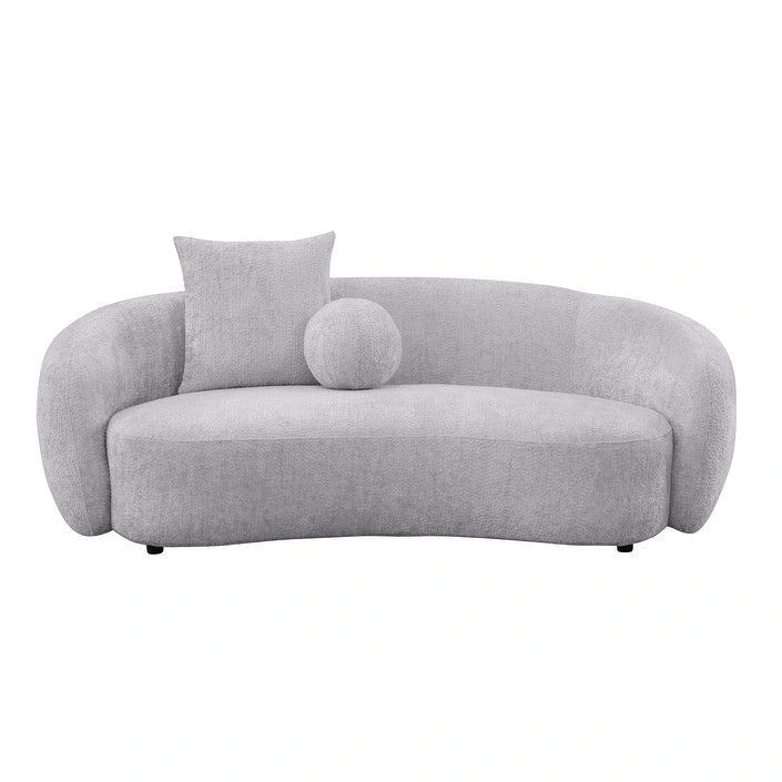 Juego de sofá y sofá biplaza de 2 piezas de tela Teddy beige/gris claro