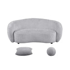 Juego de sofá y sofá biplaza de 2 piezas de tela Teddy beige/gris claro