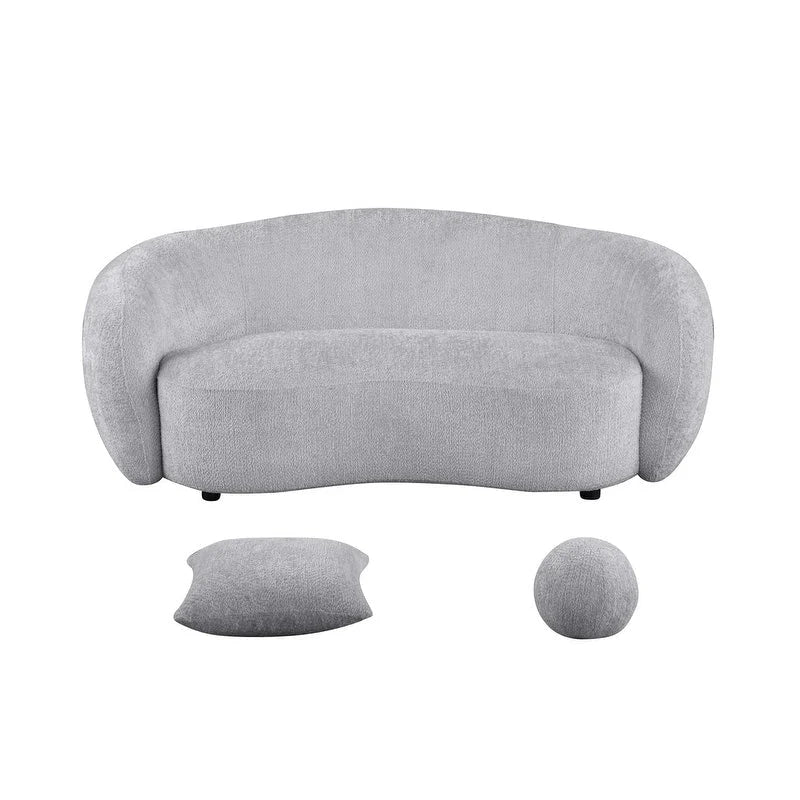 Juego de sofá y sofá biplaza de 2 piezas de tela Teddy beige/gris claro