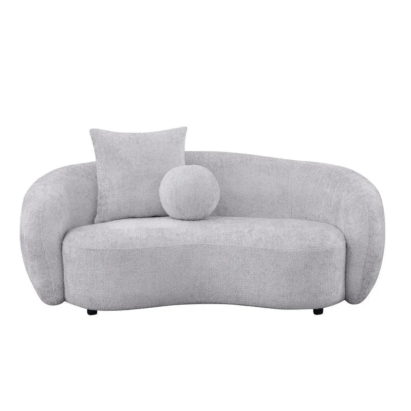 Juego de sofá y sofá biplaza de 2 piezas de tela Teddy beige/gris claro