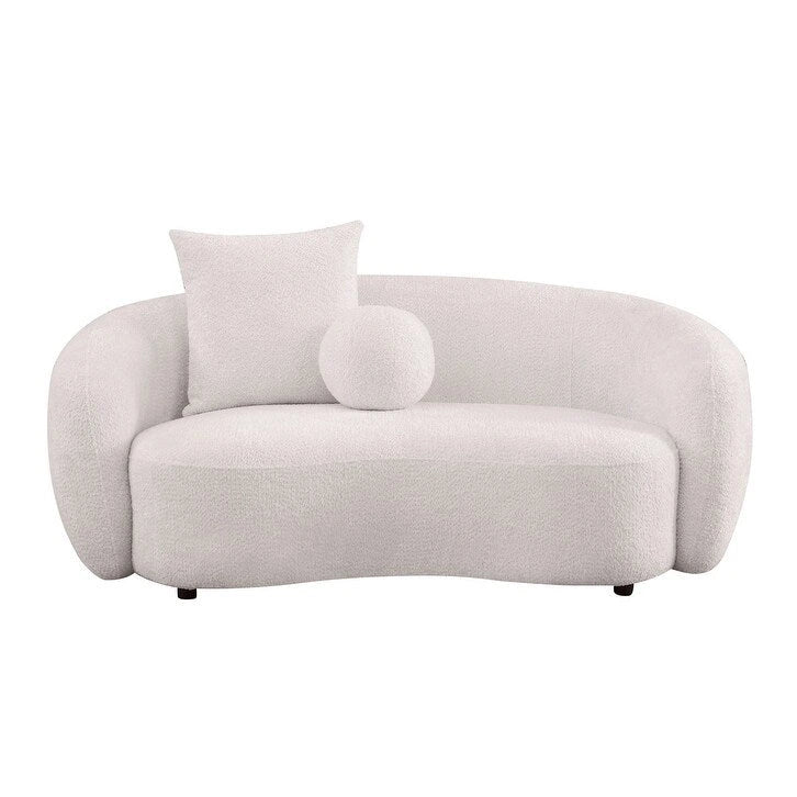 Juego de sofá y sofá biplaza de 2 piezas de tela Teddy beige/gris claro