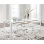 Mesa de comedor rectangular extensible blanca/verde, para 10 personas