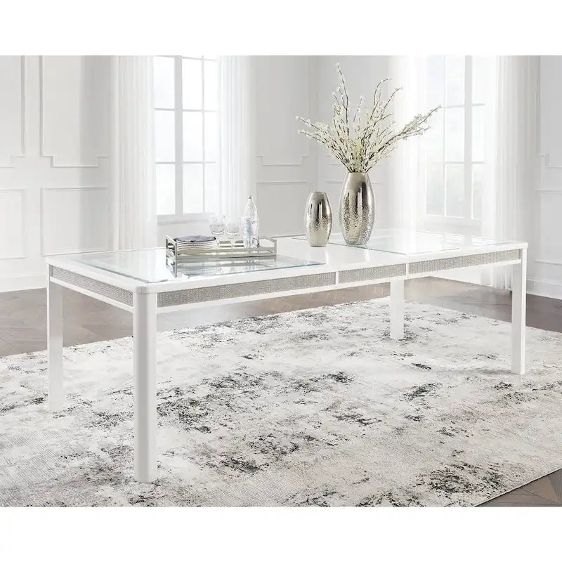 Signature Design by Ashley Chalanna White/Green Rectangular Dining Extension Table - 42 W x 96 D x 30 H