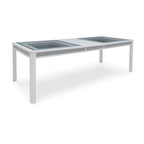 Mesa de comedor rectangular extensible blanca/verde, para 10 personas