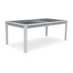 Mesa de comedor rectangular extensible blanca/verde, para 10 personas