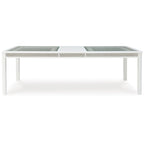 Mesa de comedor rectangular extensible blanca/verde, para 10 personas