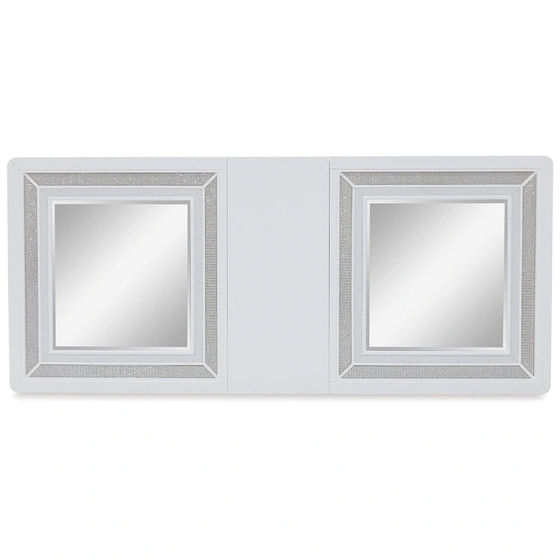 Mesa de comedor rectangular extensible blanca/verde, para 10 personas