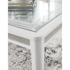Mesa de comedor rectangular extensible blanca/verde, para 10 personas
