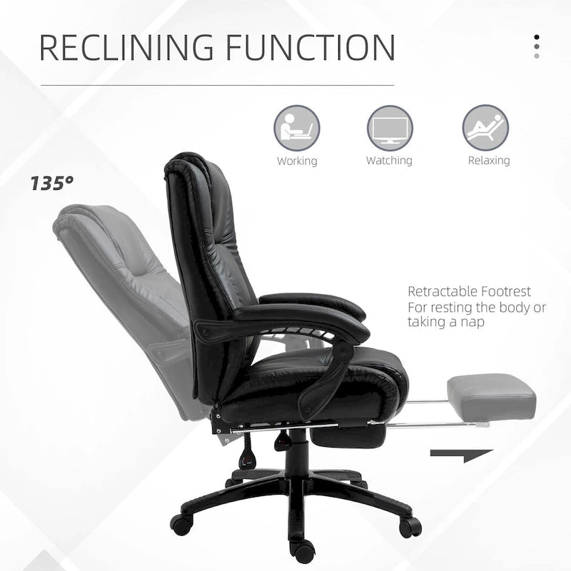 Silla de oficina ejecutiva de respaldo alto Silla de escritorio ejecutiva para ordenador con altura ajustable y reposapiés retráctil