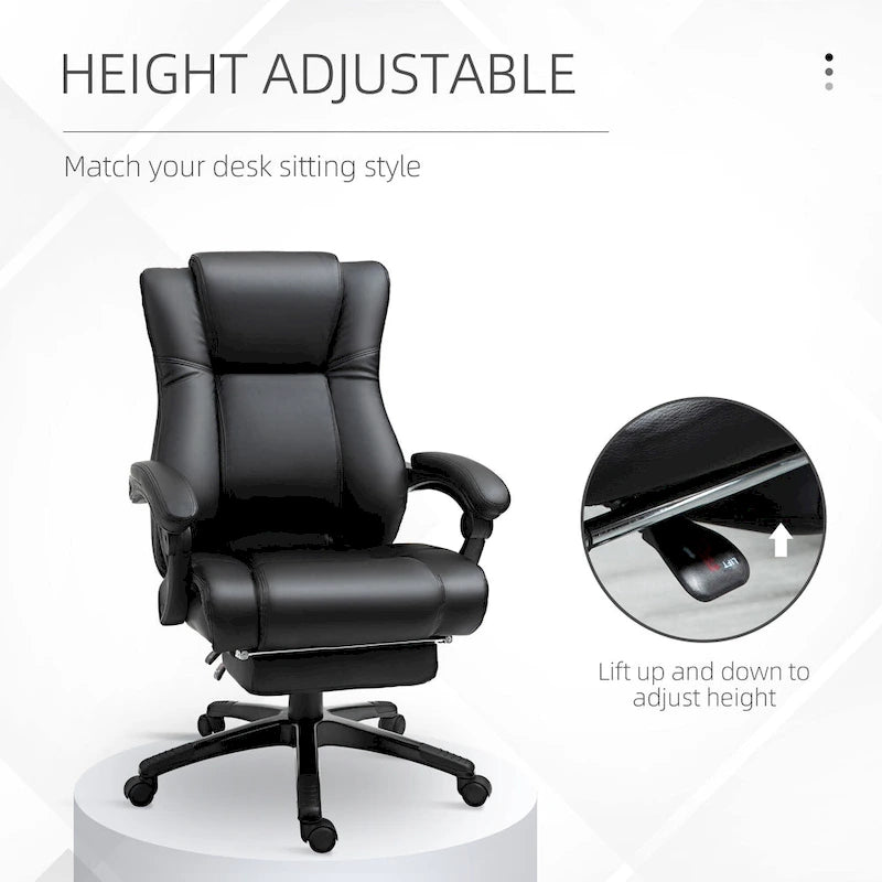 Silla de oficina ejecutiva de respaldo alto Silla de escritorio ejecutiva para ordenador con altura ajustable y reposapiés retráctil