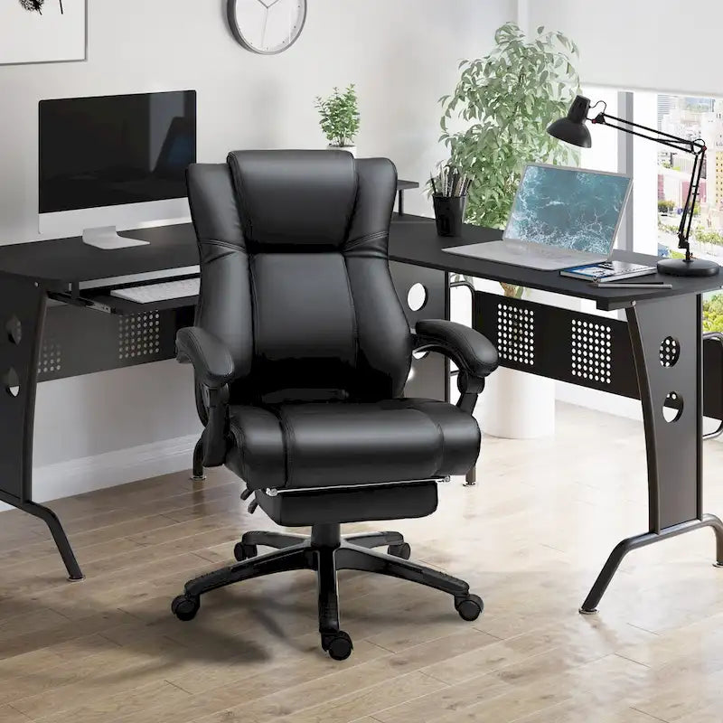Silla de oficina ejecutiva de respaldo alto Silla de escritorio ejecutiva para ordenador con altura ajustable y reposapiés retráctil