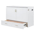 Cama de pared Murphy blanca con cajón, enchufes y USB – Tamaño matrimonial