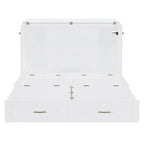 Cama de pared Murphy blanca con cajón, enchufes y USB – Tamaño matrimonial