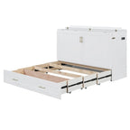 Cama de pared Murphy blanca con cajón, enchufes y USB – Tamaño matrimonial