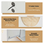 Mueble para TV blanco y bambú natural, apto para televisores de hasta 55"
