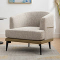 Sillón de barrica individual de lino y piel sintética bicolor mostaza/naranja quemado