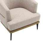 Sillón de barrica individual de lino y piel sintética bicolor mostaza/naranja quemado