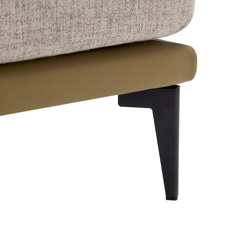 Sillón de barrica individual de lino y piel sintética bicolor mostaza/naranja quemado