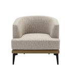 Sillón de barrica individual de lino y piel sintética bicolor mostaza/naranja quemado