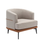 Sillón de barrica individual de lino y piel sintética bicolor mostaza/naranja quemado